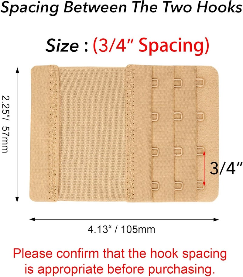FEUNLEM 4 Hook Bra Extenders for women, Adjustable 4 hook Plus Size Bra Extender (3/4" Spacing) - Image 2